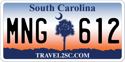 SC license plate MNG612