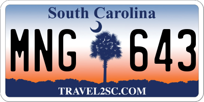 SC license plate MNG643