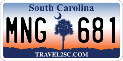 SC license plate MNG681