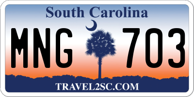 SC license plate MNG703