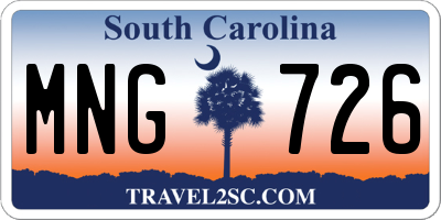 SC license plate MNG726
