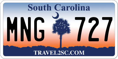 SC license plate MNG727