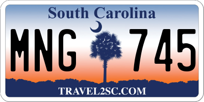 SC license plate MNG745