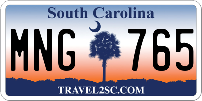 SC license plate MNG765