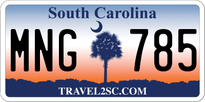SC license plate MNG785