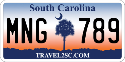 SC license plate MNG789