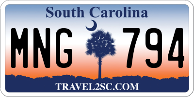 SC license plate MNG794