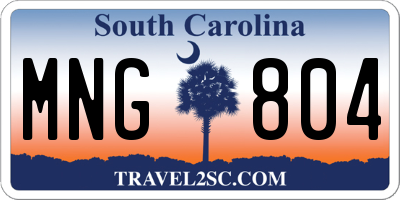 SC license plate MNG804