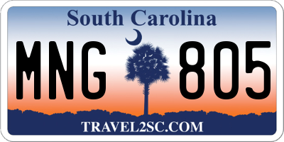 SC license plate MNG805