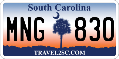 SC license plate MNG830