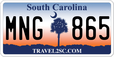 SC license plate MNG865