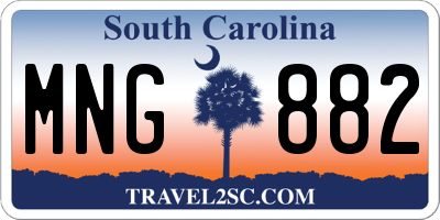 SC license plate MNG882