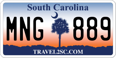 SC license plate MNG889