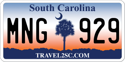 SC license plate MNG929