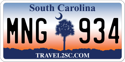SC license plate MNG934