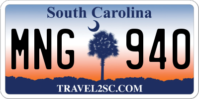 SC license plate MNG940