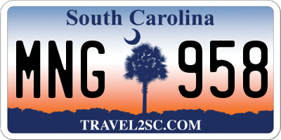 SC license plate MNG958