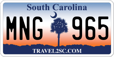 SC license plate MNG965