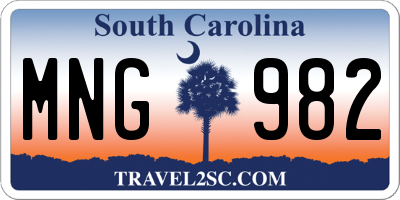 SC license plate MNG982