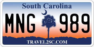 SC license plate MNG989