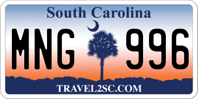 SC license plate MNG996