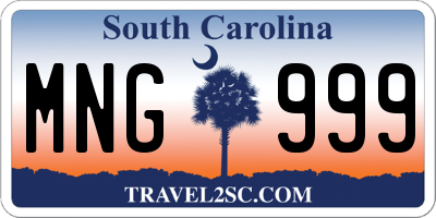 SC license plate MNG999