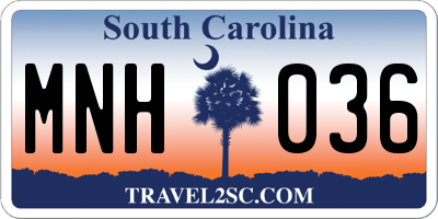 SC license plate MNH036