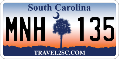 SC license plate MNH135