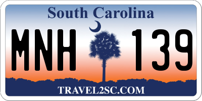 SC license plate MNH139
