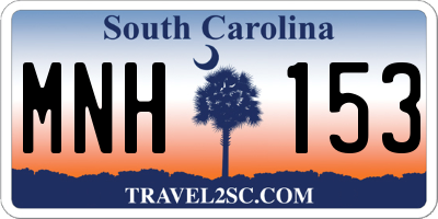 SC license plate MNH153