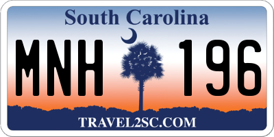 SC license plate MNH196