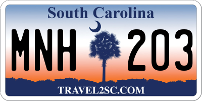 SC license plate MNH203