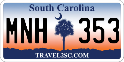 SC license plate MNH353