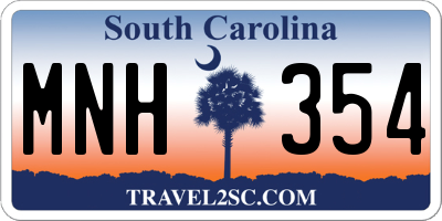 SC license plate MNH354