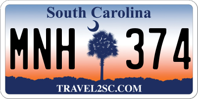 SC license plate MNH374