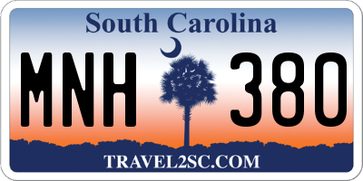 SC license plate MNH380