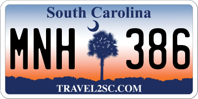 SC license plate MNH386