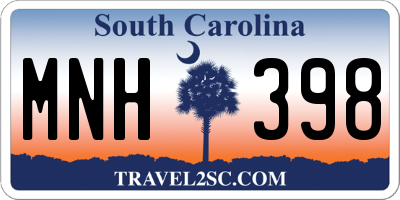 SC license plate MNH398