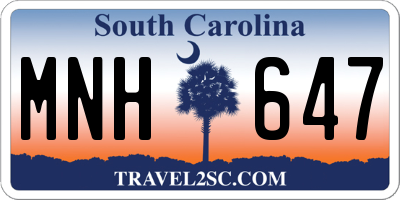 SC license plate MNH647