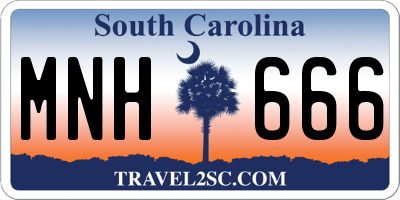 SC license plate MNH666