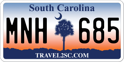 SC license plate MNH685
