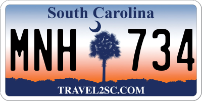 SC license plate MNH734