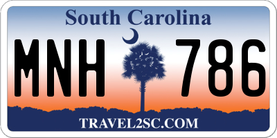 SC license plate MNH786