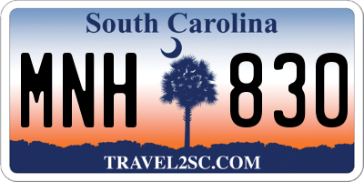 SC license plate MNH830
