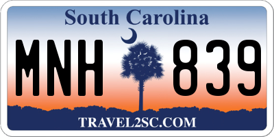 SC license plate MNH839