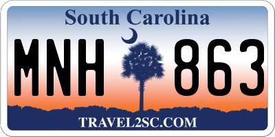 SC license plate MNH863