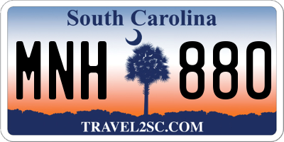 SC license plate MNH880