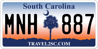 SC license plate MNH887