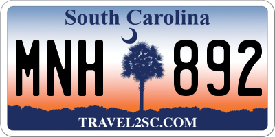 SC license plate MNH892