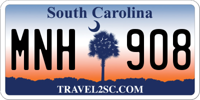 SC license plate MNH908